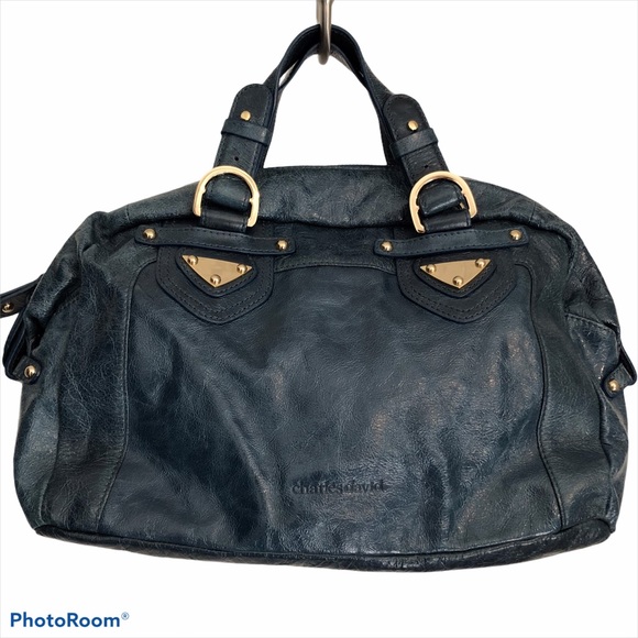 Charles David Turquoise Patent Leather Satchel - Picture 2 of 7